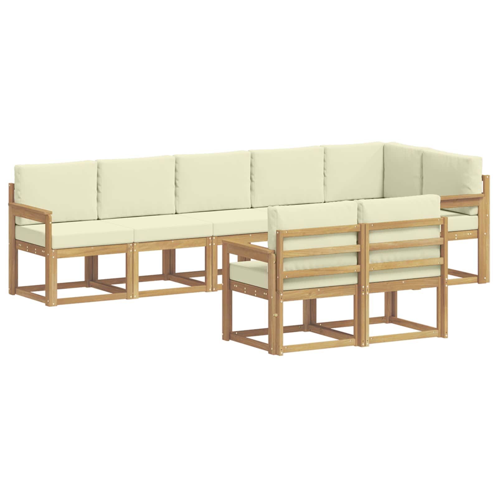 Outdoor-Sofagarnitur mit Kissen 8 pcs Weiß und Creme Polyester