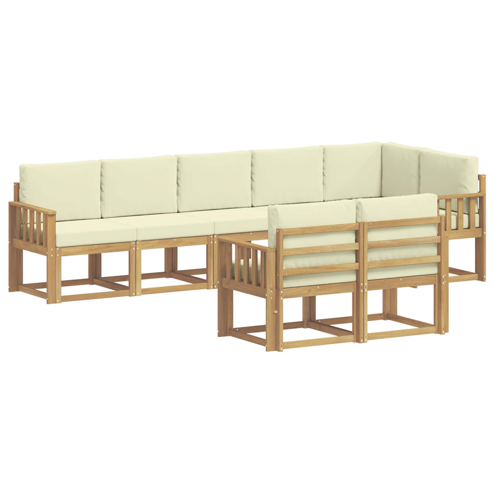 Outdoor-Sofagarnitur 8 stk. Weiß und Creme Polyester