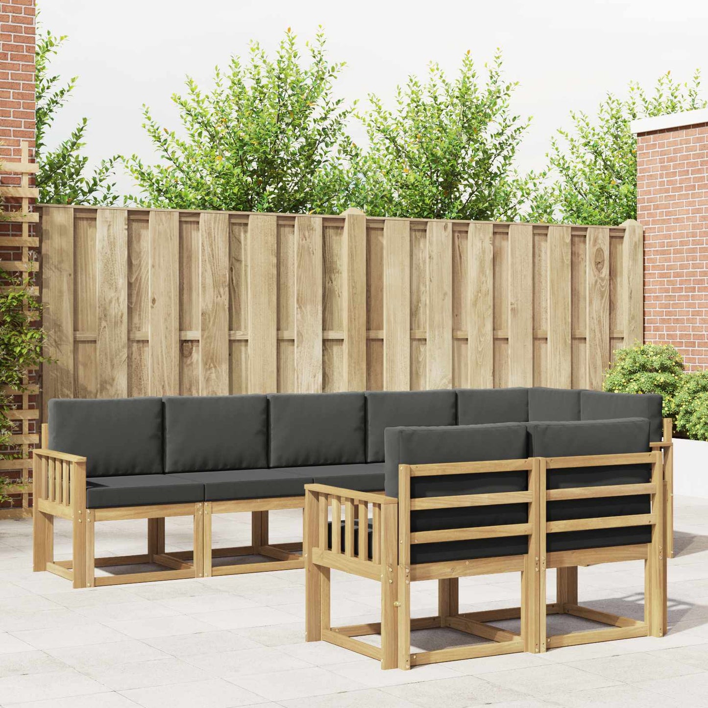 Outdoor-Sofagarnitur 8 stk. Weiß und Anthrazit Polyester