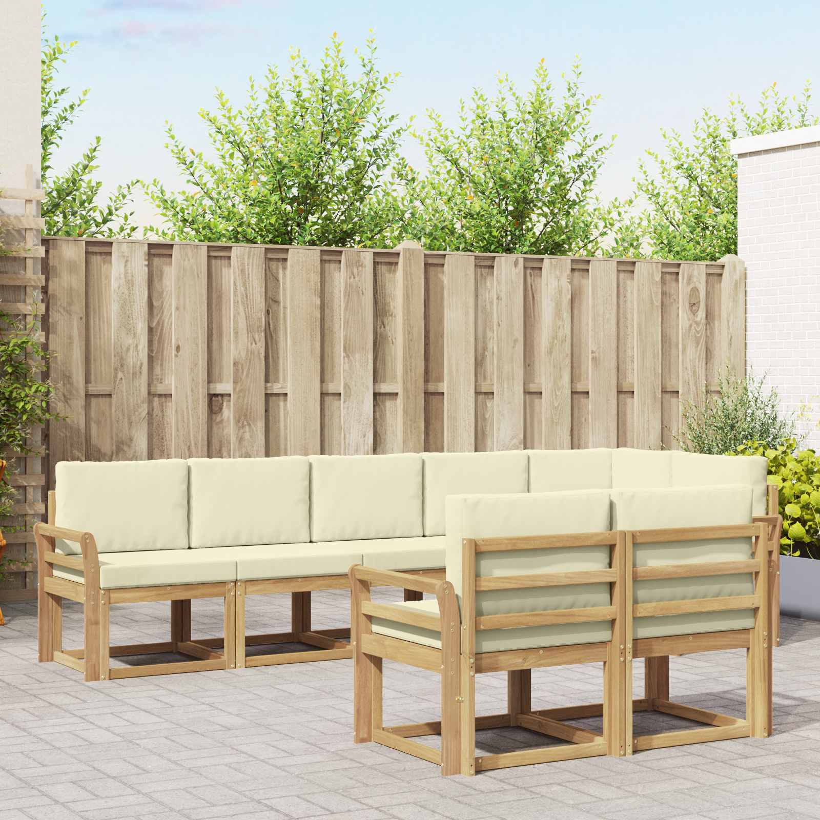 Outdoor-Sofagarnitur 8 stk. Weiß und Creme Polyester