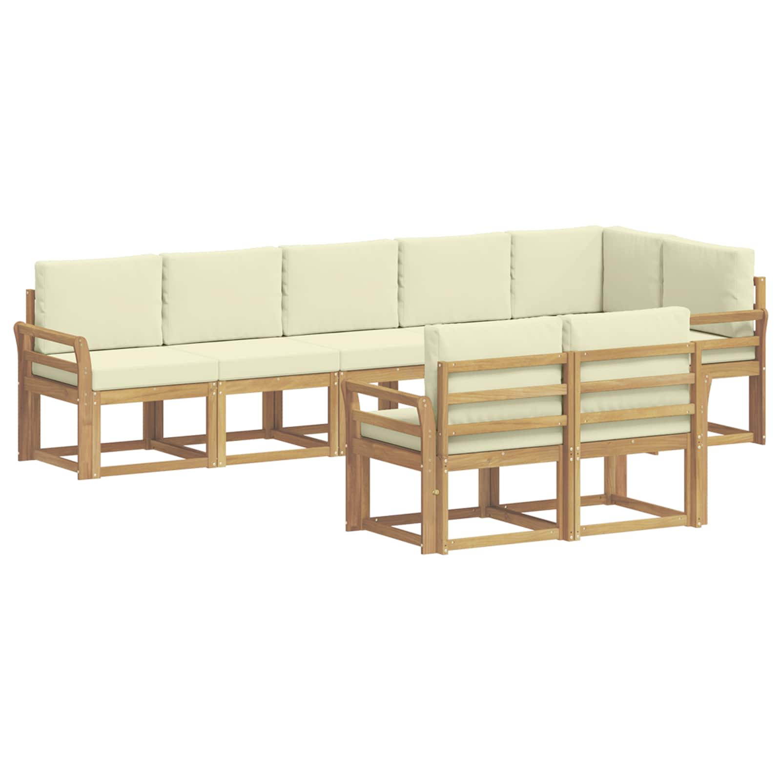 Outdoor-Sofagarnitur 8 stk. Weiß und Creme Polyester