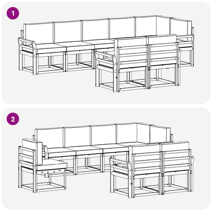 Outdoor-Sofagarnitur 8 stk. Weiß und Creme Polyester