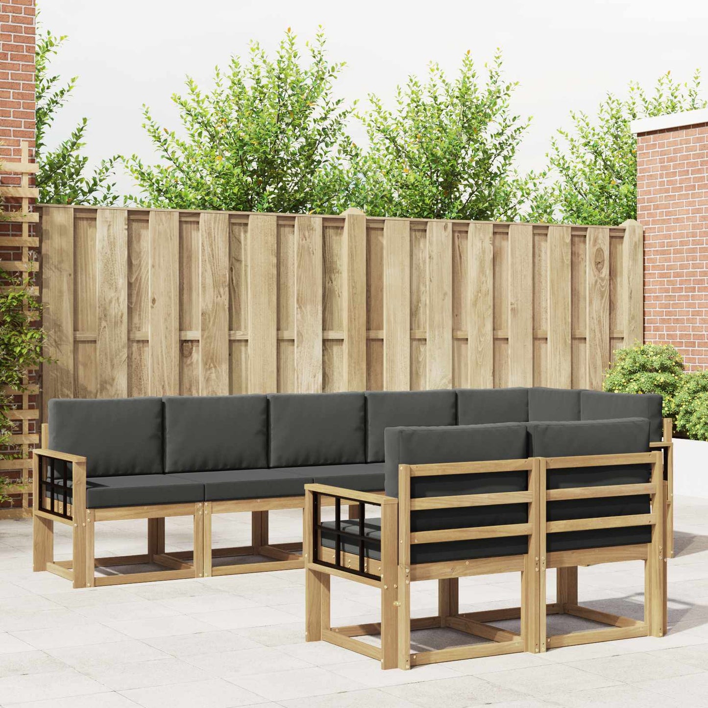 Outdoor-Sofagarnitur 8 stk. Weiß und Anthrazit Polyester