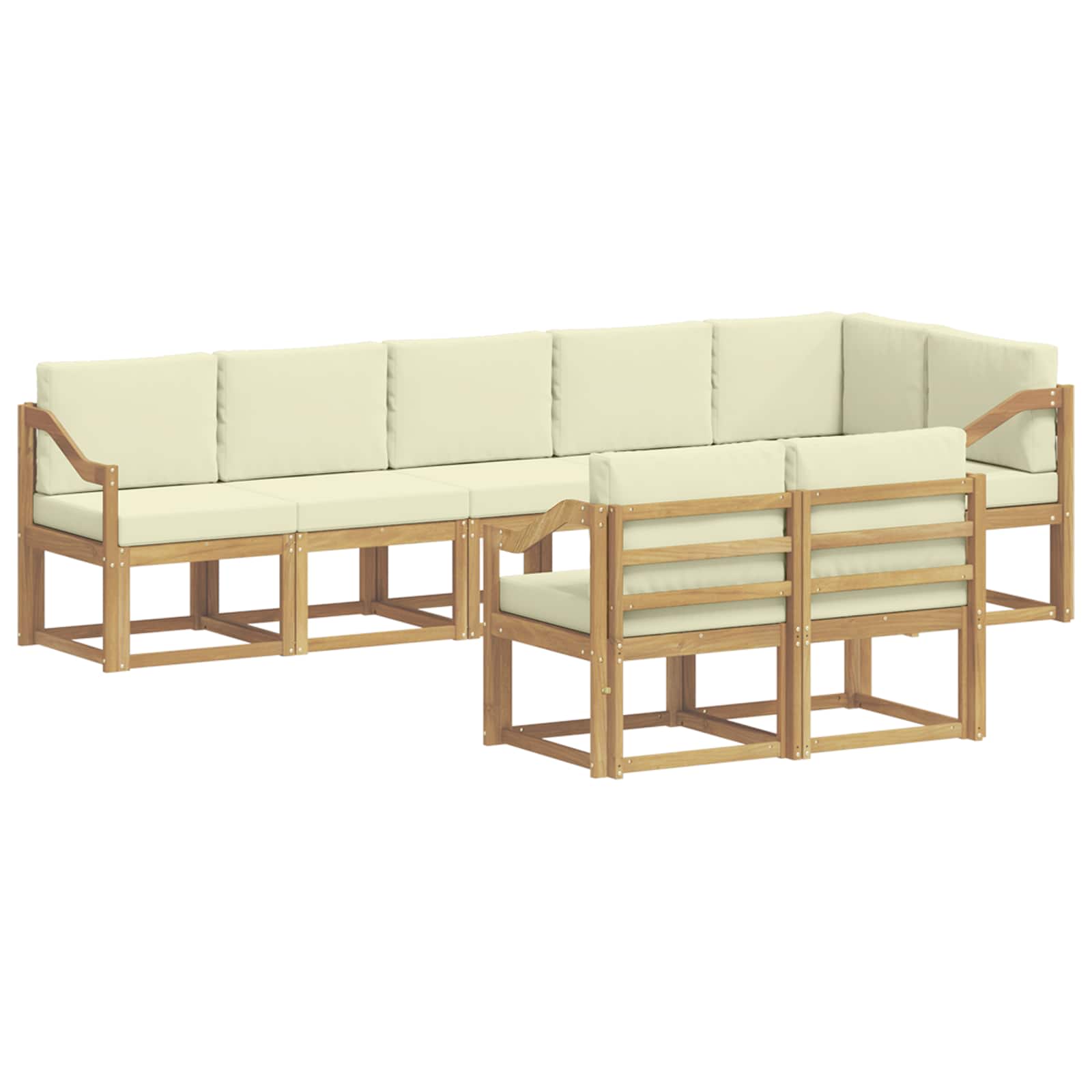 Outdoor-Sofagarnitur mit Kissen 8 pcs Weiß und Creme Polyester