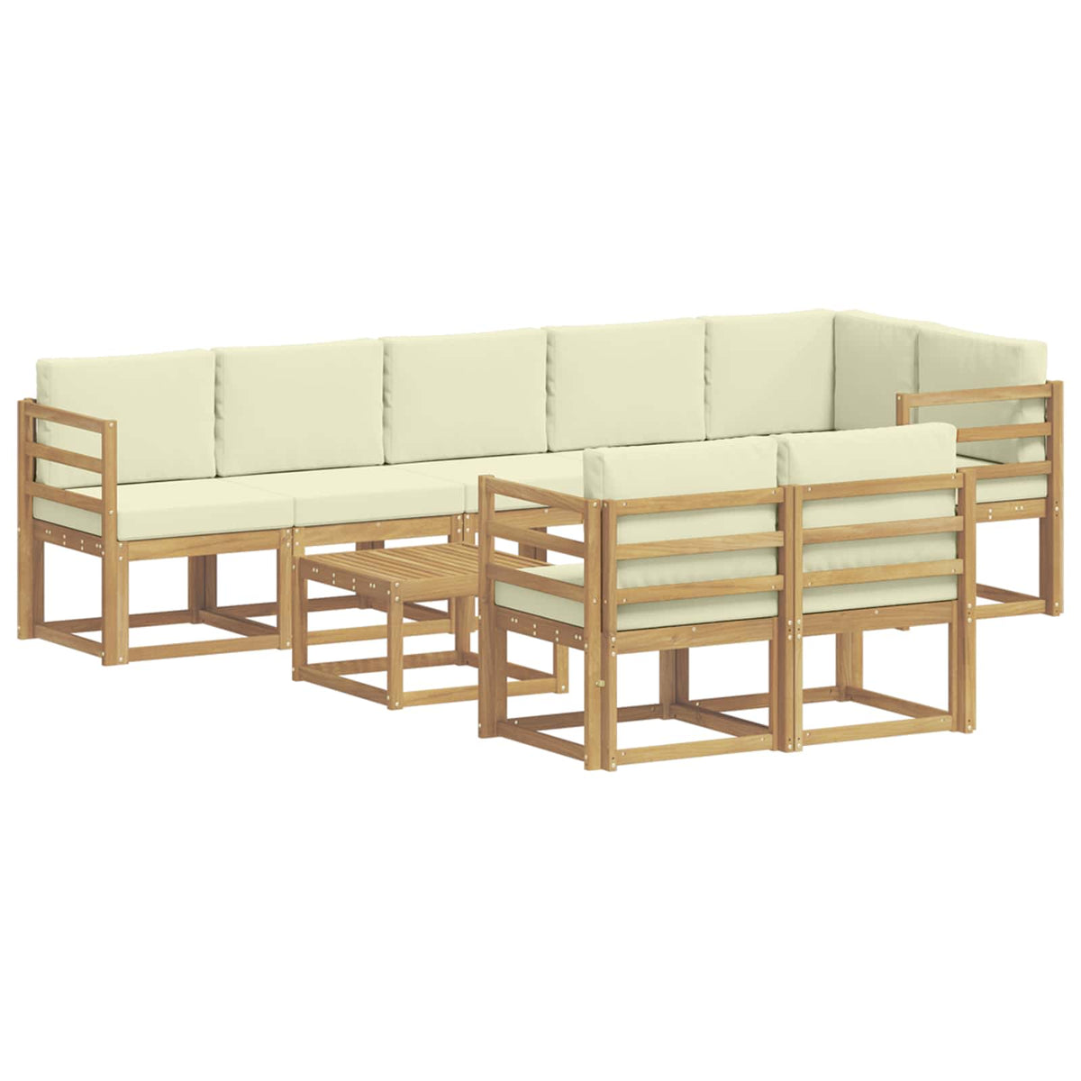 Outdoor-Sofagarnitur 9 stk. Weiß und Creme Polyester