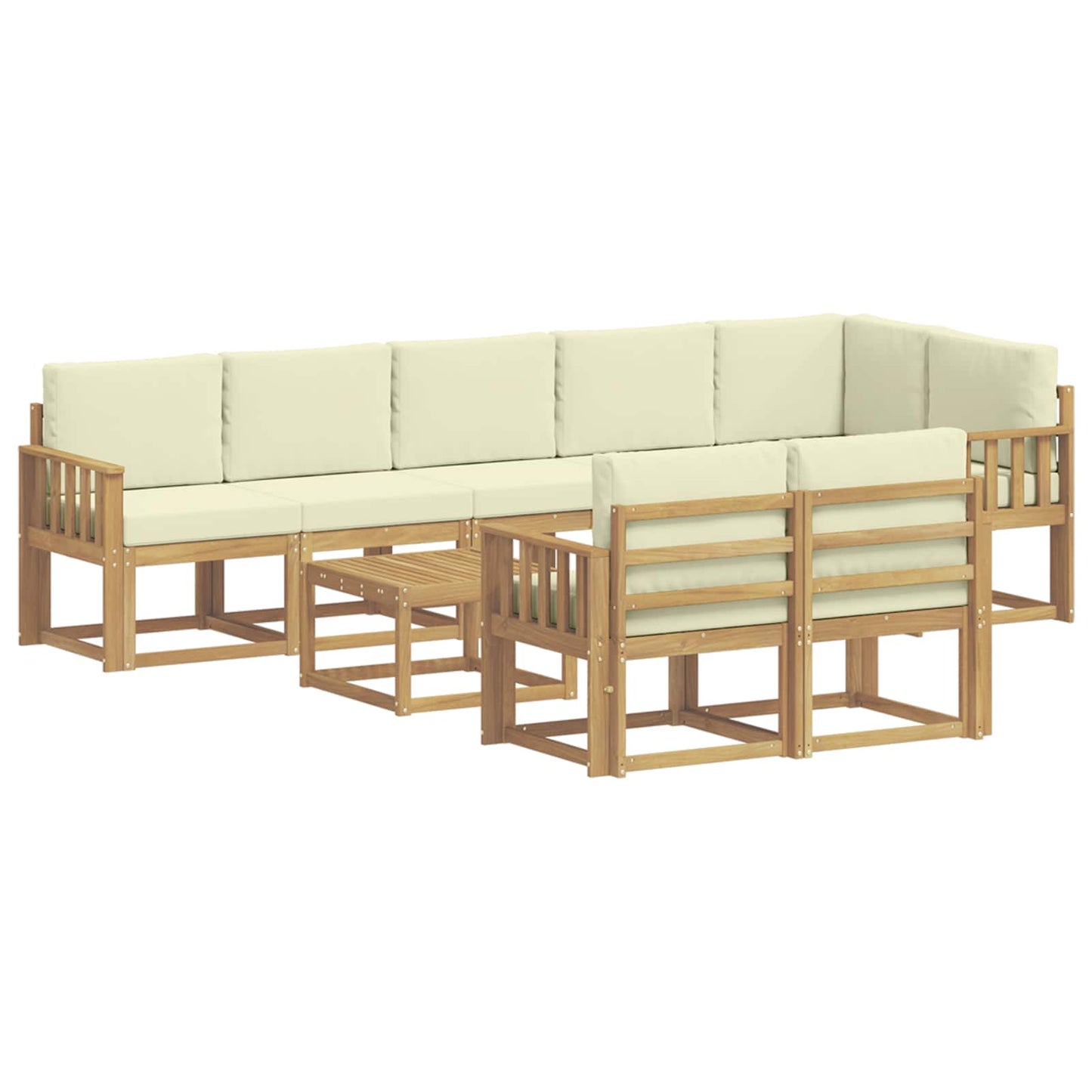 Outdoor-Sofagarnitur 9 stk. Weiß und Creme Polyester