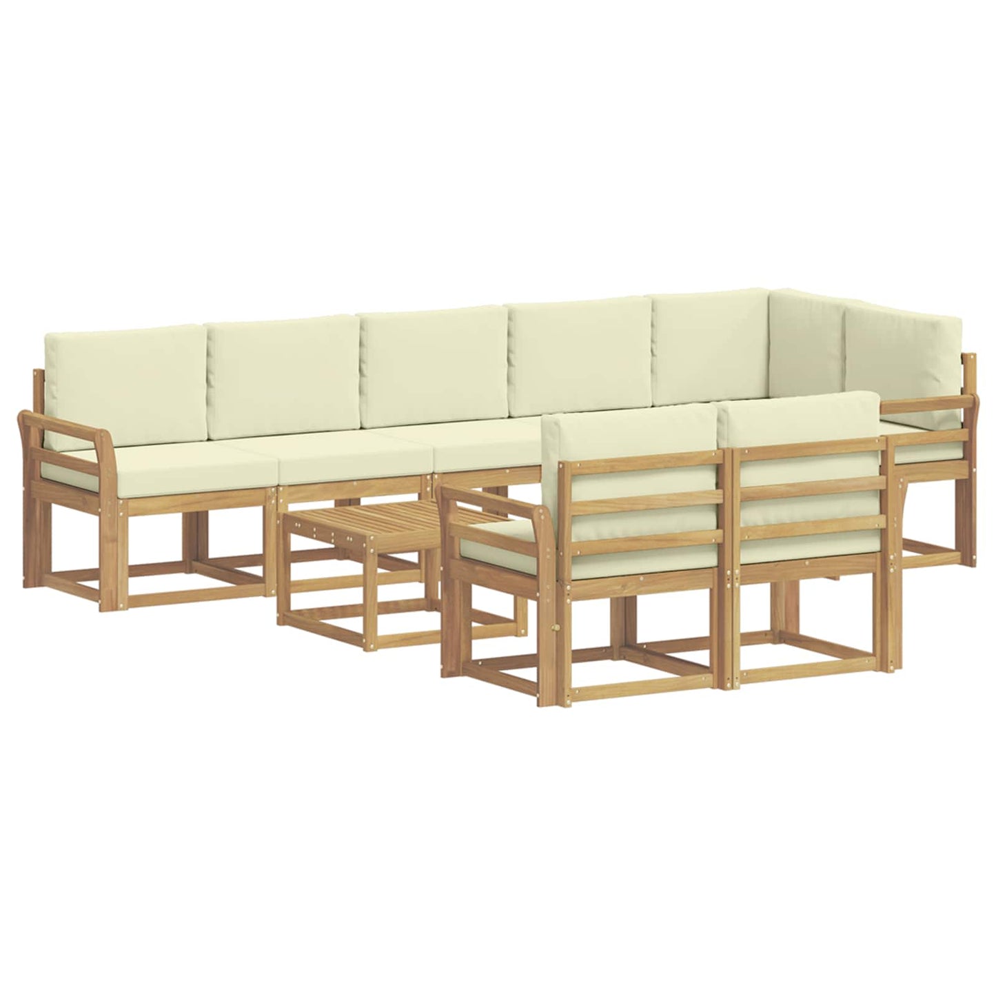 Outdoor-Sofagarnitur mit Kissen 9 pcs Weiß und Creme Polyester