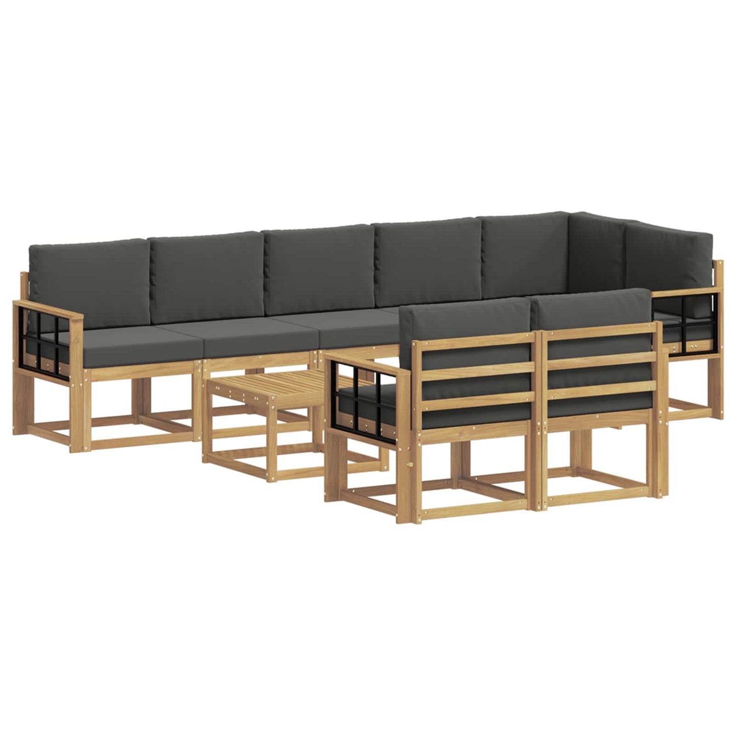 Outdoor-Sofagarnitur 9 pcs Weiß und Anthrazit Polyester
