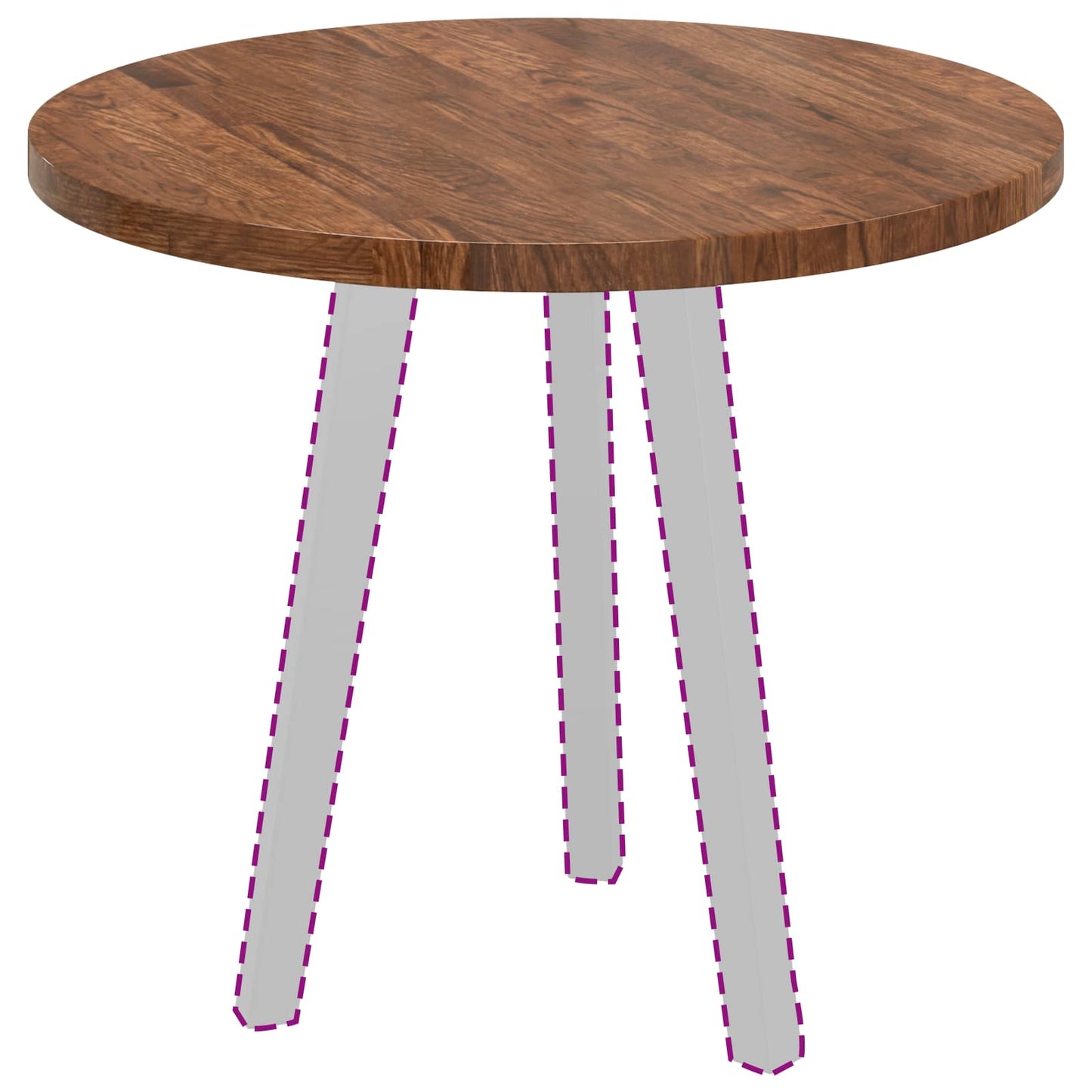 Tischplatte Ø 60 x 2,5 cm Rund Massivholz Eiche Hellbraun