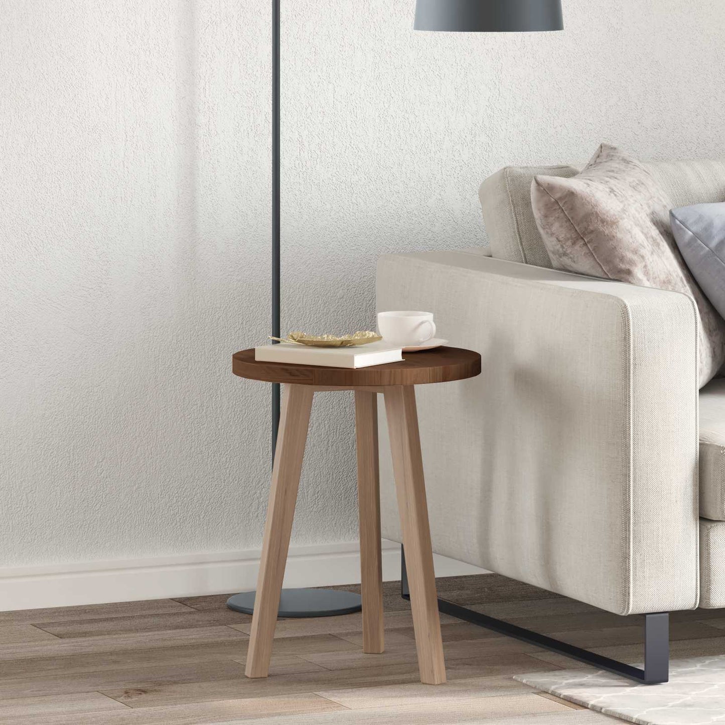 Tischplatte Ø 50 x 2,5 cm Rund Massivholz Eiche Dunkelbraun