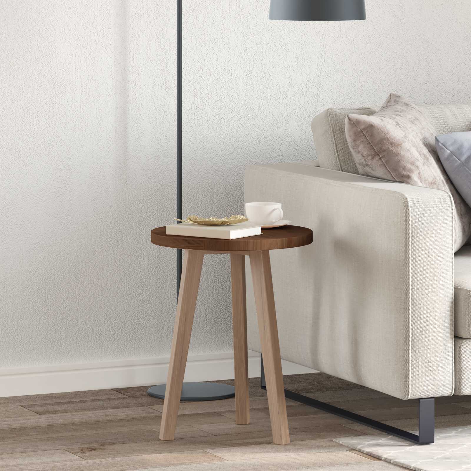 Tischplatte Ø 50 x 2,5 cm Rund Massivholz Eiche Dunkelbraun
