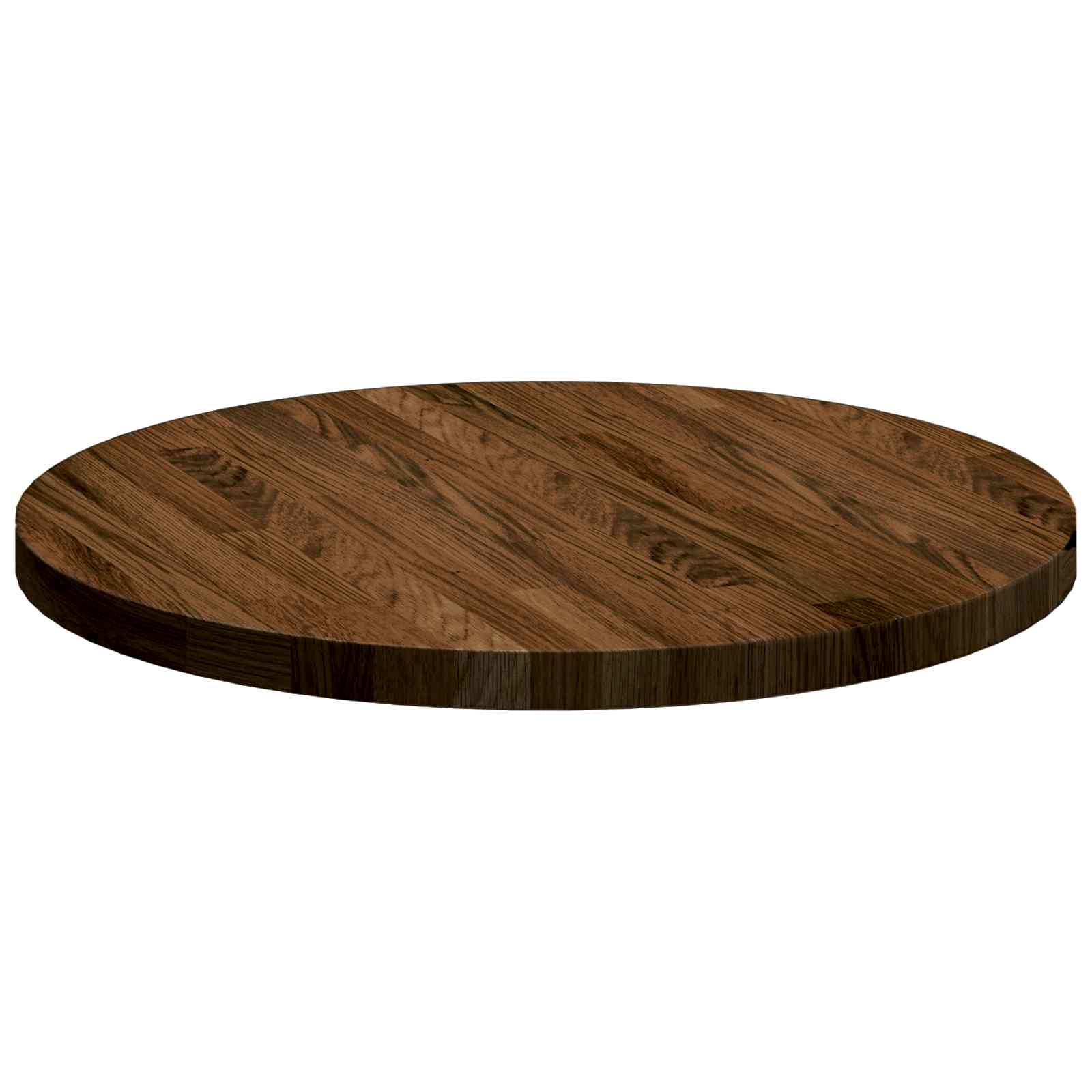 Tischplatte Ø 50 x 2,5 cm Rund Massivholz Eiche Dunkelbraun