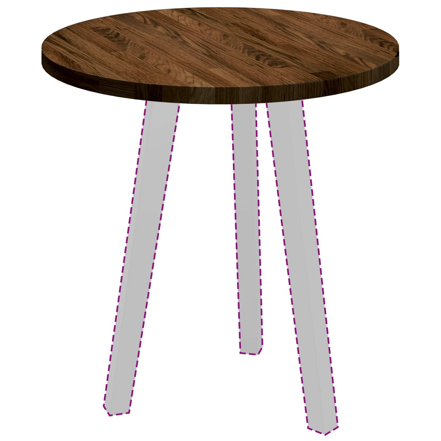 Tischplatte Ø 50 x 2,5 cm Rund Massivholz Eiche Dunkelbraun