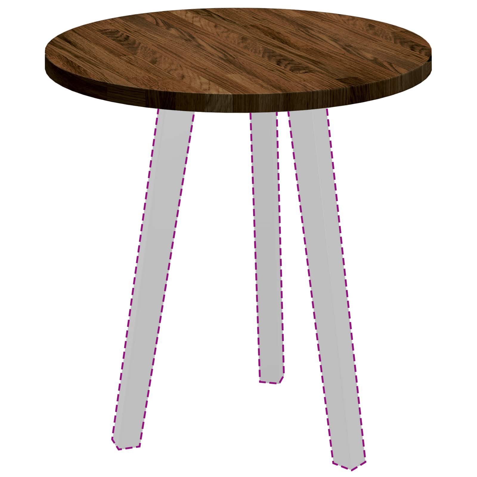 Tischplatte Ø 50 x 2,5 cm Rund Massivholz Eiche Dunkelbraun