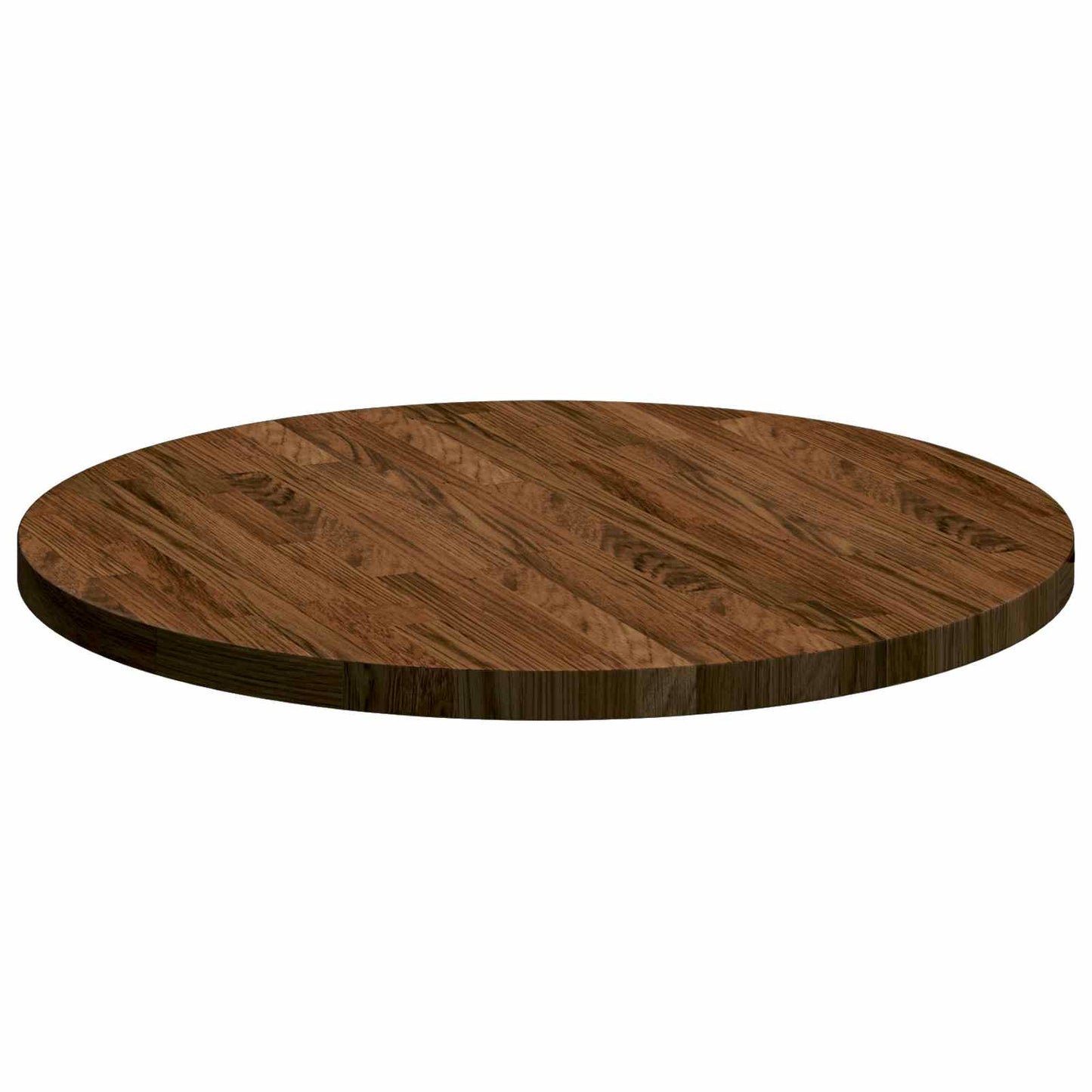 Tischplatte Ø 60 x 2,5 cm Rund Massivholz Eiche Dunkelbraun