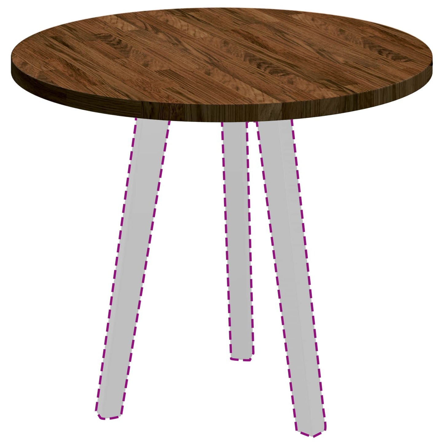 Tischplatte Ø 60 x 2,5 cm Rund Massivholz Eiche Dunkelbraun