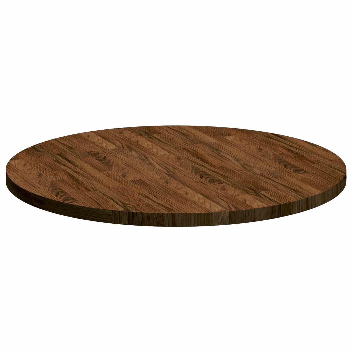 Tischplatte Ø 70 x 2,5 cm Rund Massivholz Eiche Dunkelbraun