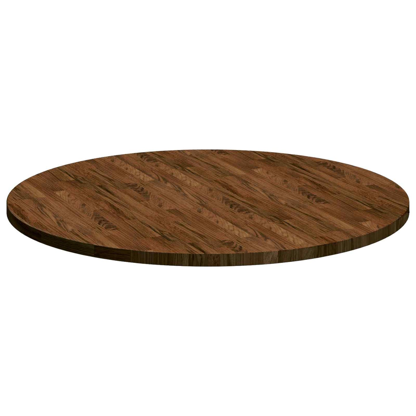 Tischplatte Ø 90 x 2,5 cm Rund Massivholz Eiche Dunkelbraun