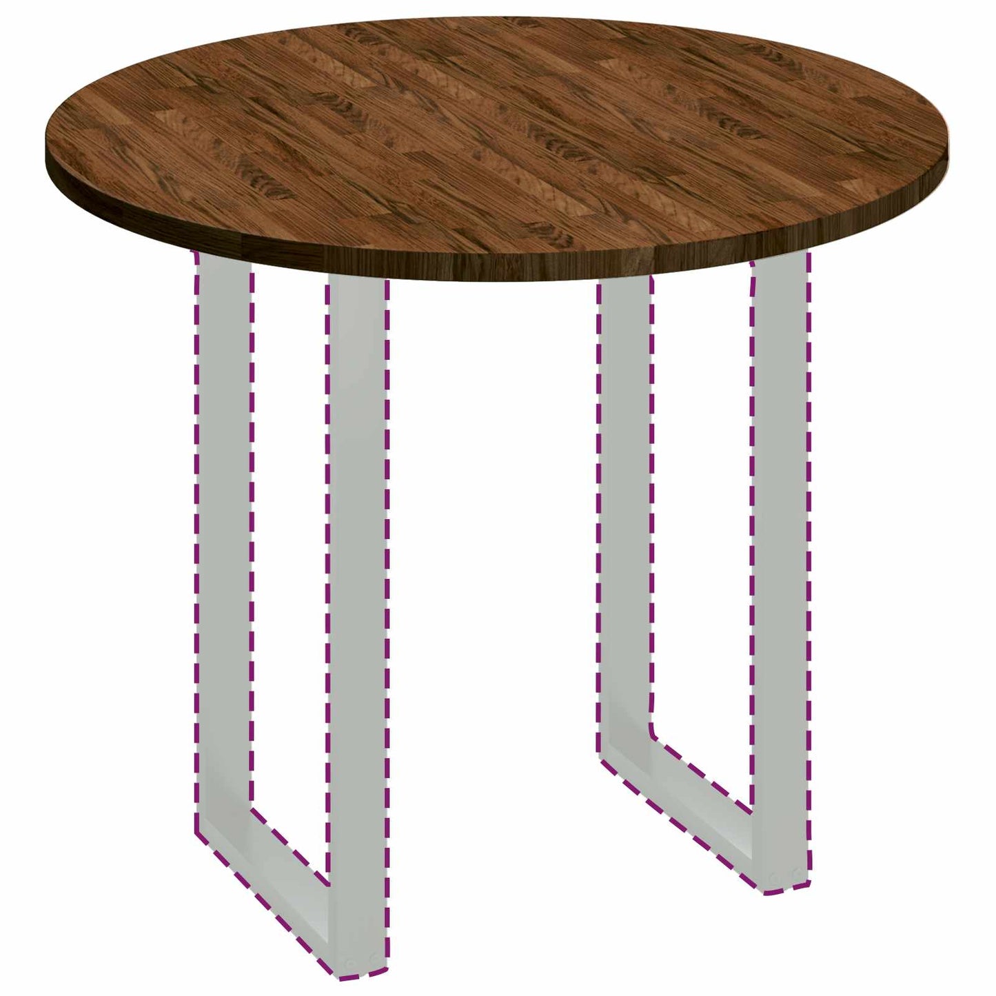 Tischplatte Ø 90 x 2,5 cm Rund Massivholz Eiche Dunkelbraun