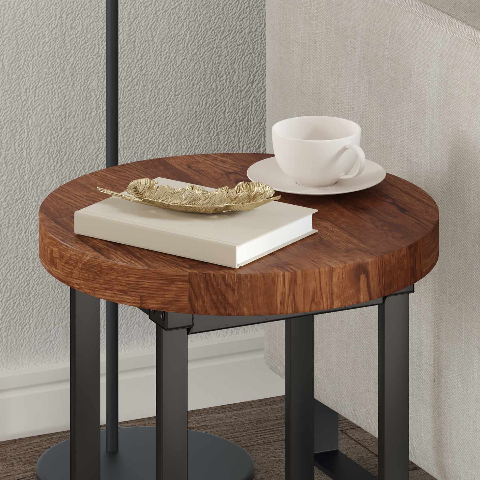 Tischplatte Ø 40 x 4 cm Rund Massivholz Eiche Hellbraun