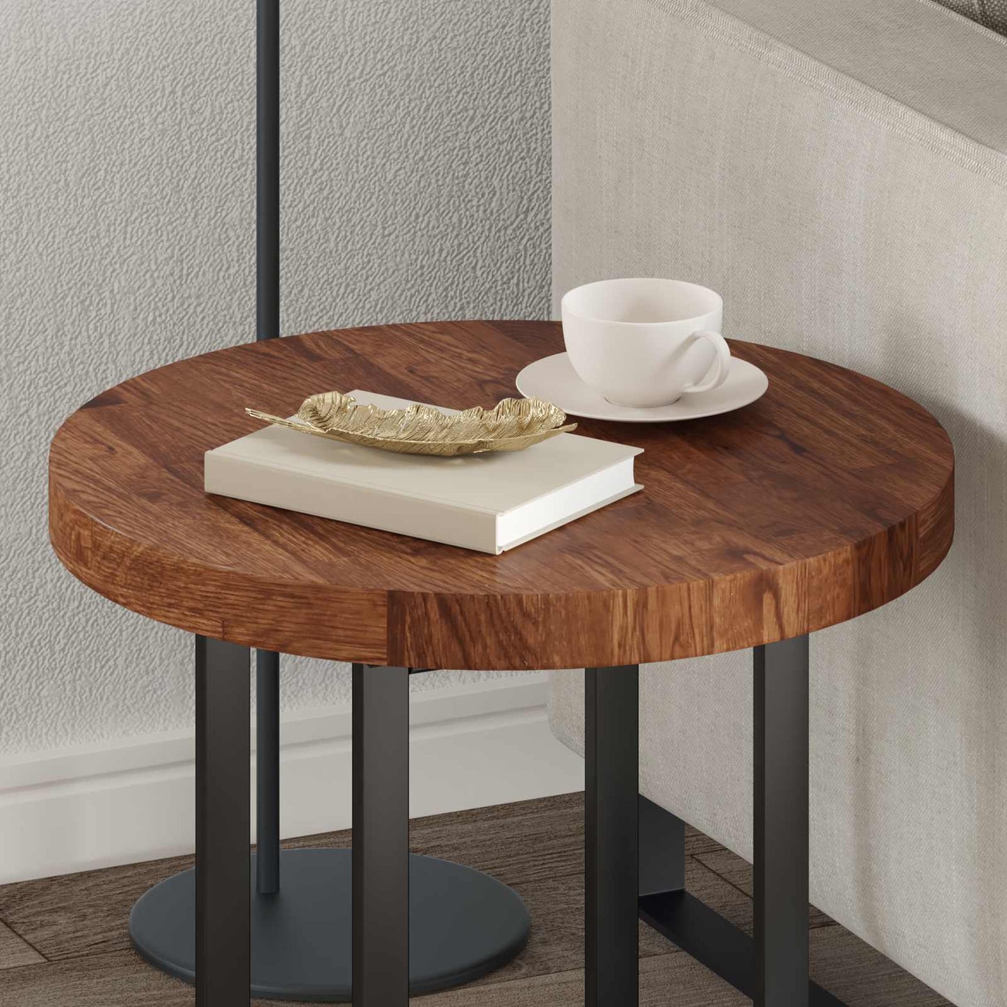 Tischplatte Ø 50 x 4 cm Rund Massivholz Eiche Hellbraun