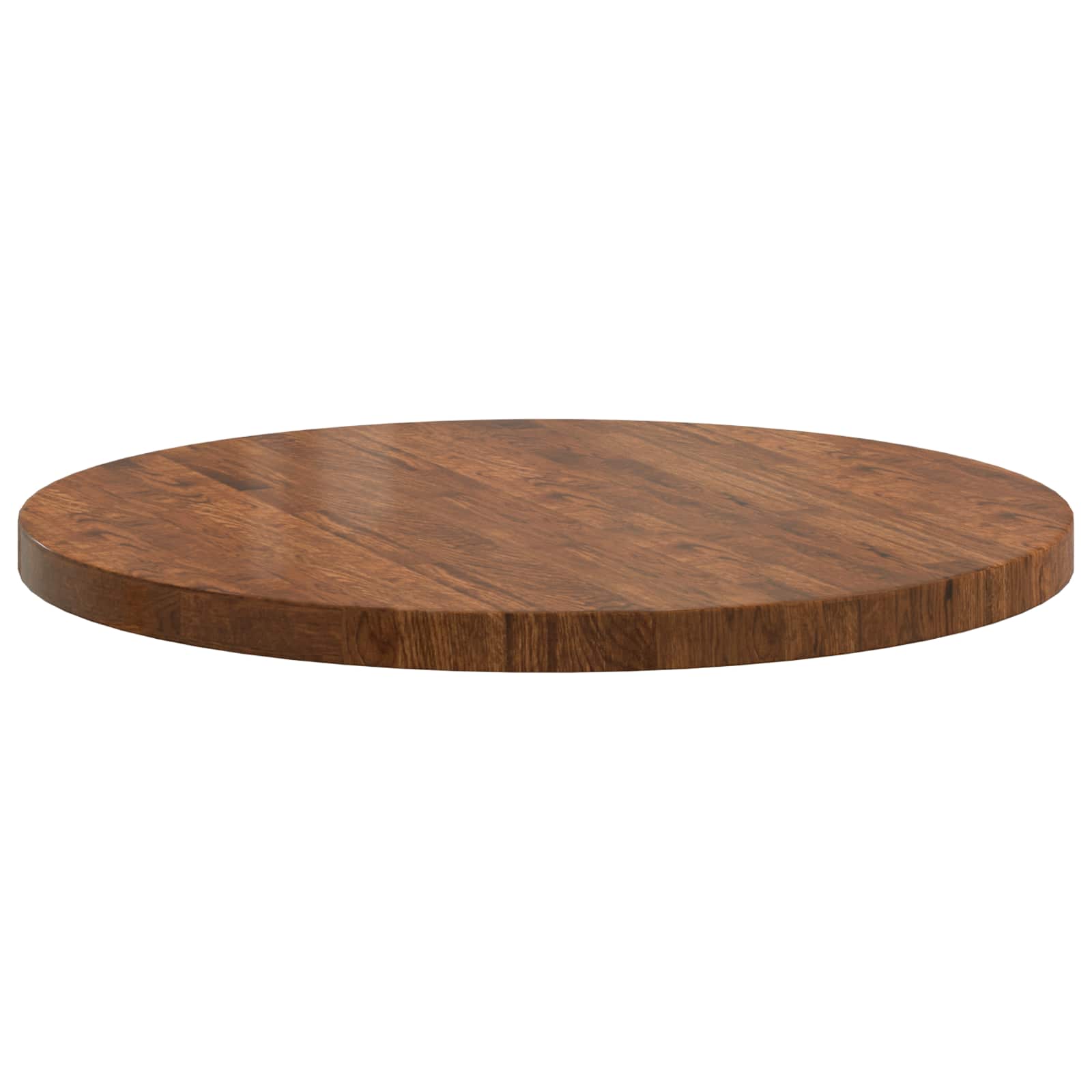 Tischplatte Ø 80 x 4 cm Rund Massivholz Eiche Hellbraun