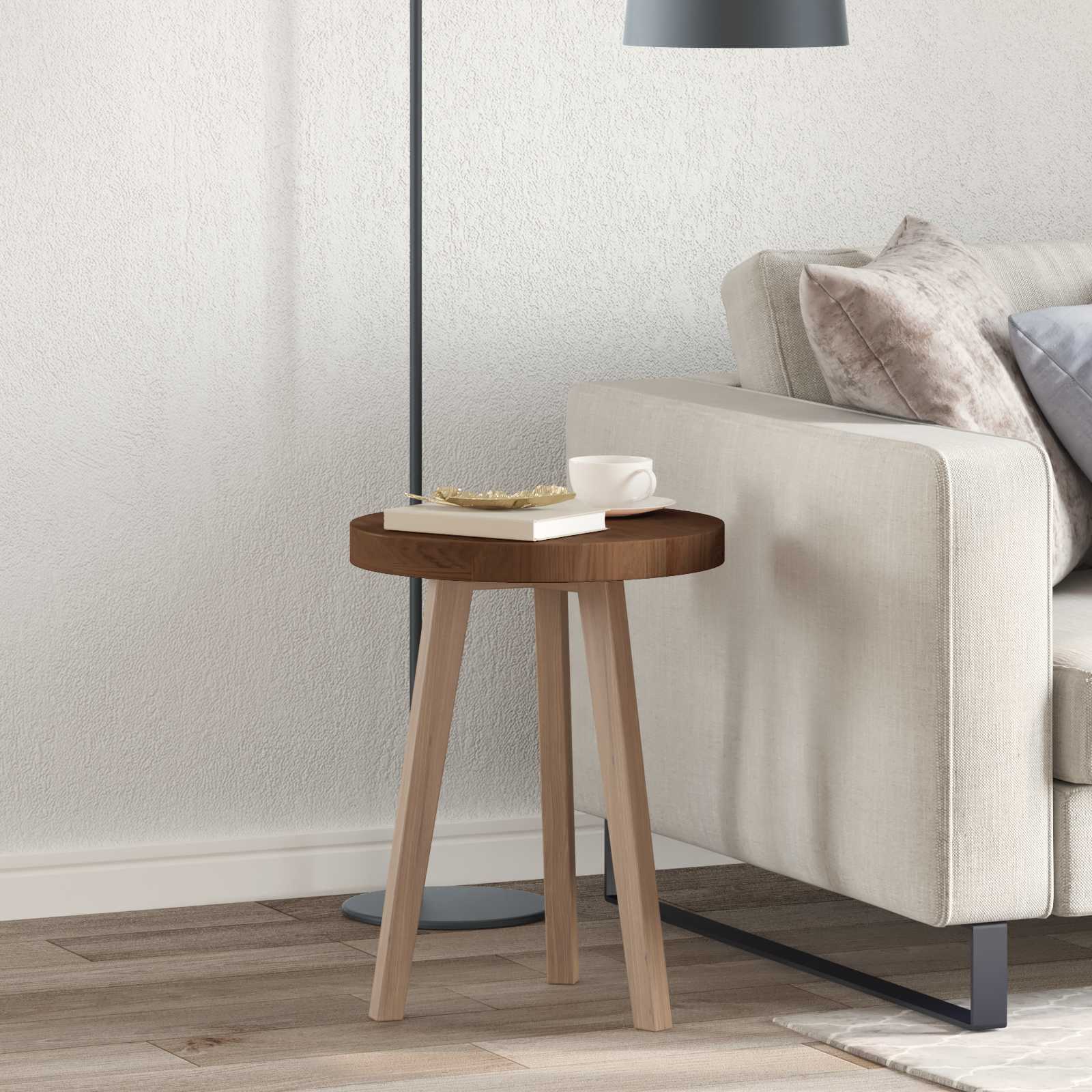Tischplatte Ø 40 x 4 cm Rund Massivholz Eiche Dunkelbraun