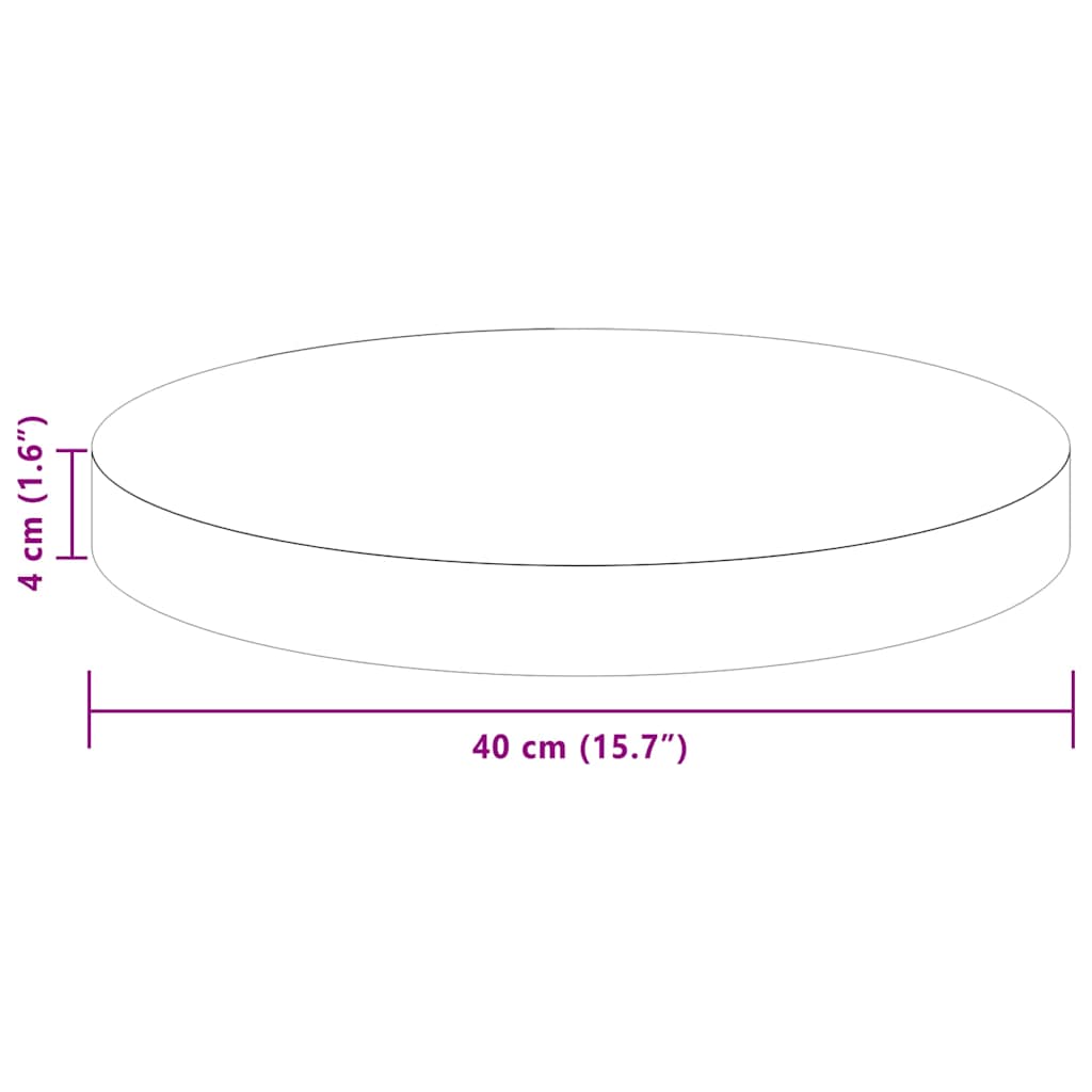 Tischplatte Ø 40 x 4 cm Rund Massivholz Eiche Dunkelbraun