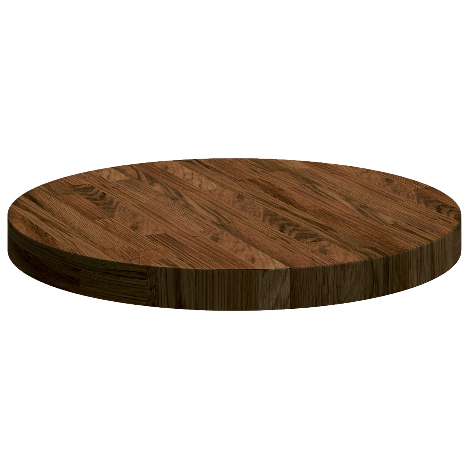 Tischplatte Ø 50 x 4 cm Rund Massivholz Eiche Dunkelbraun