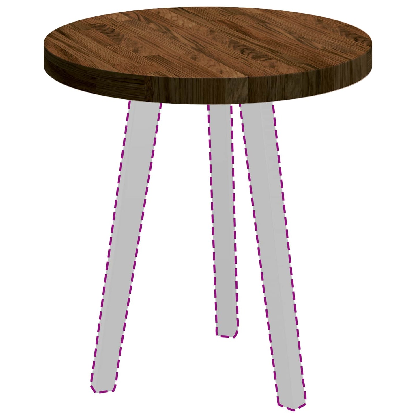 Tischplatte Ø 50 x 4 cm Rund Massivholz Eiche Dunkelbraun