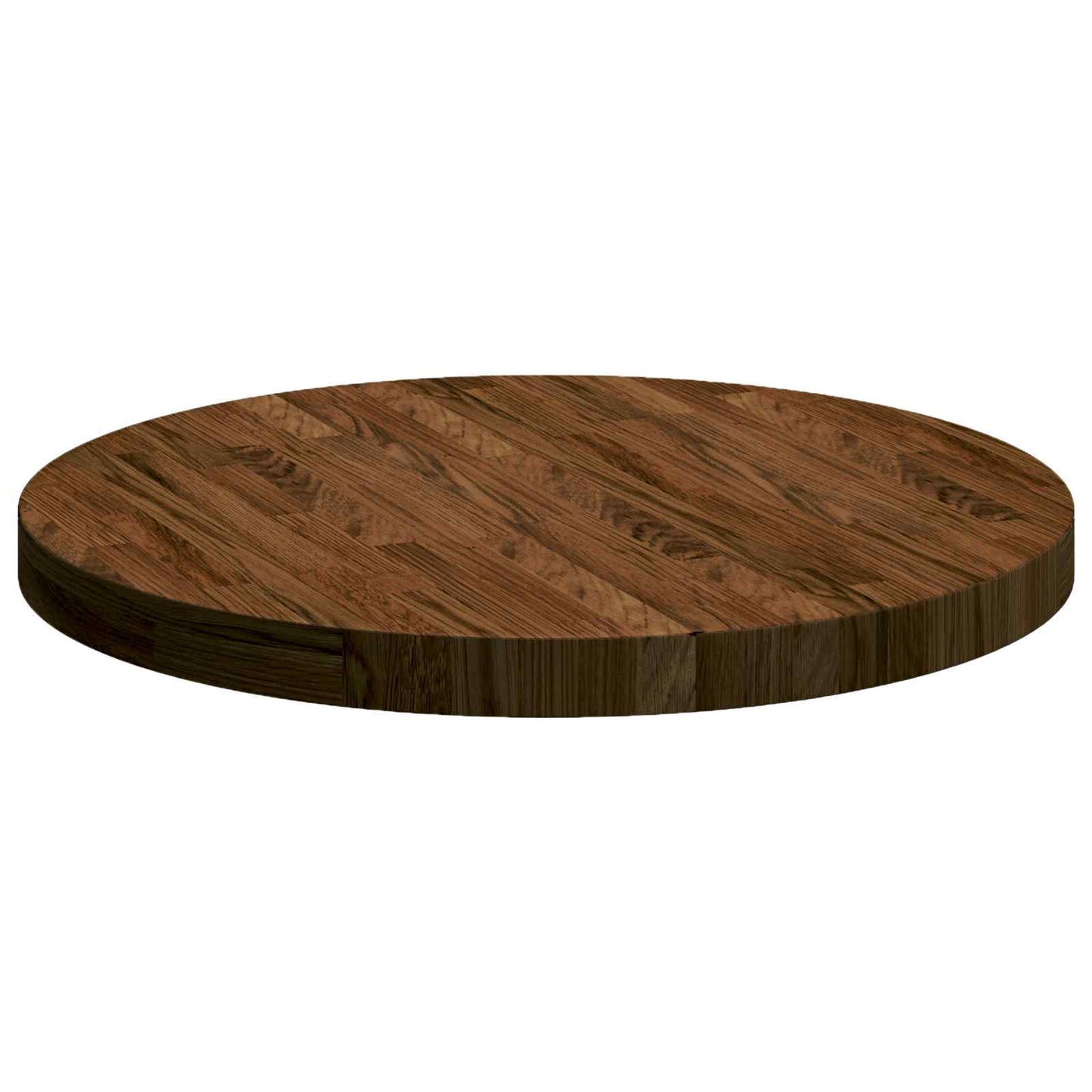 Tischplatte Ø 60 x 4 cm Rund Massivholz Eiche Dunkelbraun