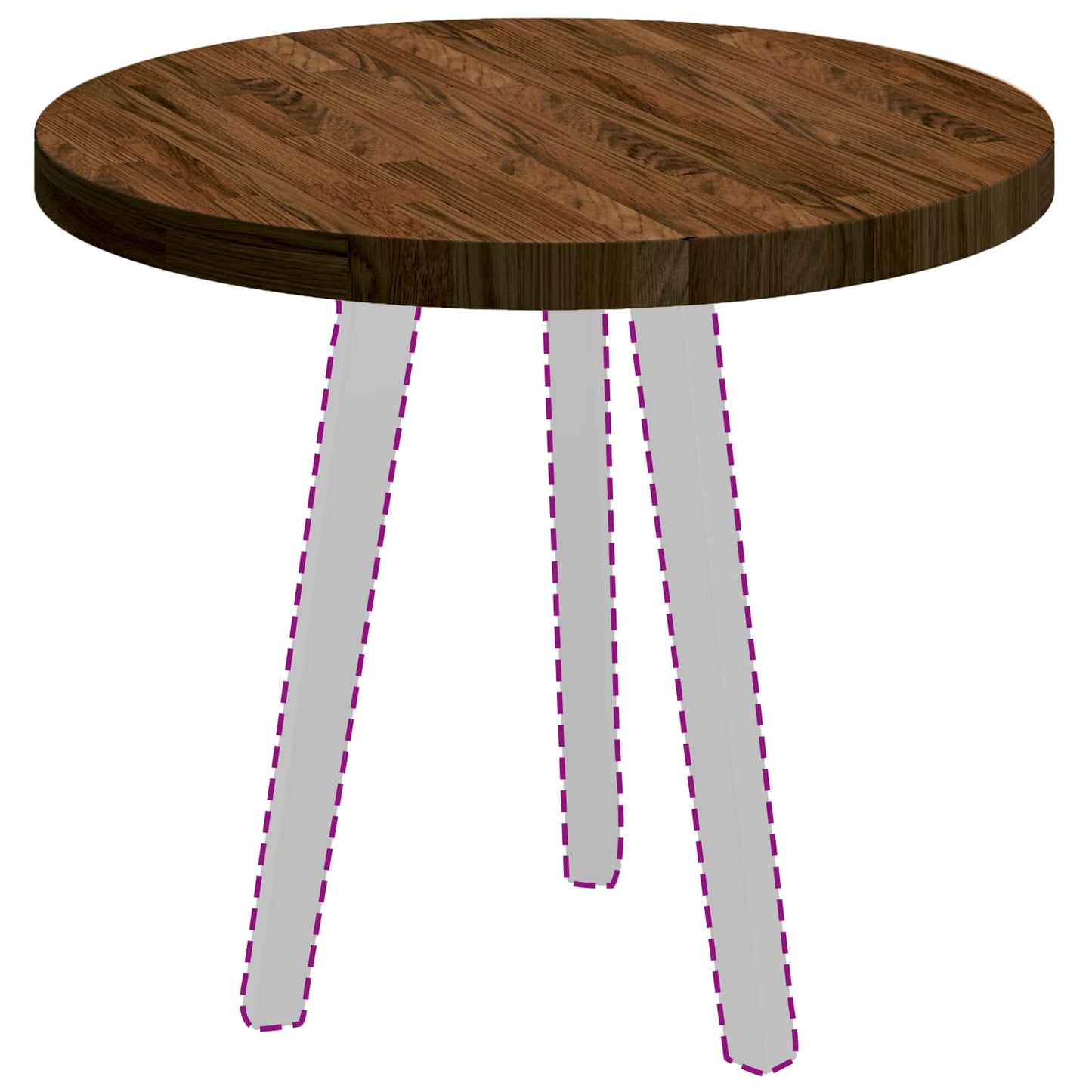 Tischplatte Ø 60 x 4 cm Rund Massivholz Eiche Dunkelbraun