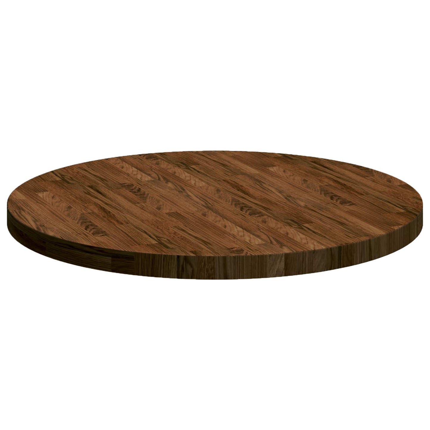 Tischplatte Ø 80 x 4 cm Rund Massivholz Eiche Dunkelbraun