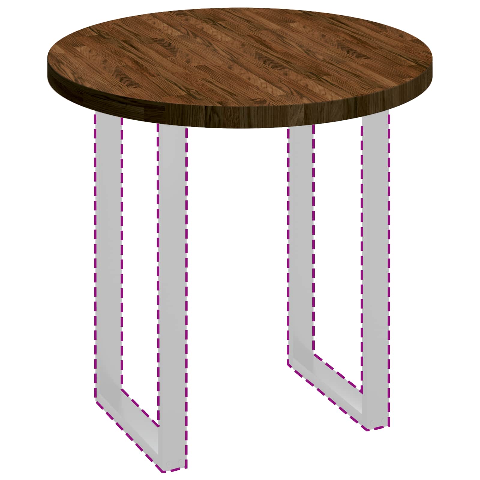 Tischplatte Ø 80 x 4 cm Rund Massivholz Eiche Dunkelbraun