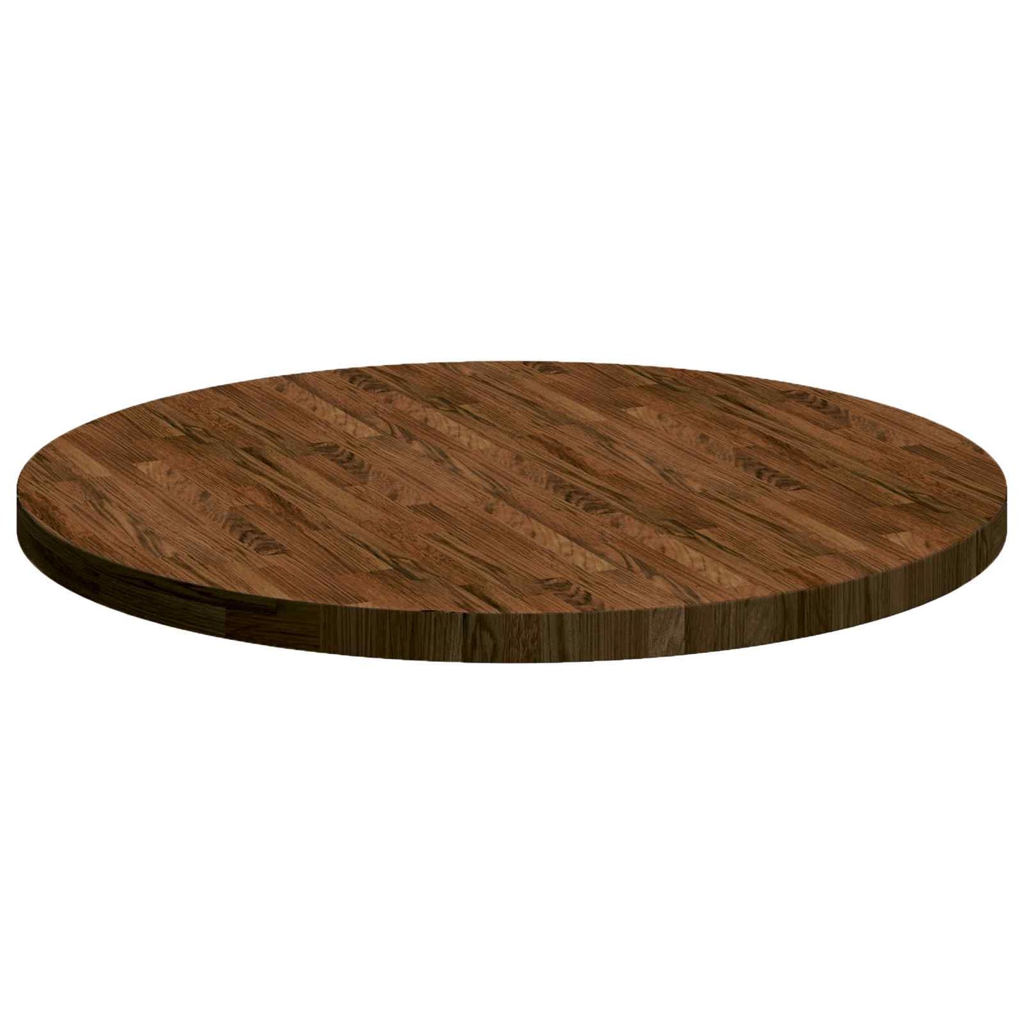 Tischplatte Ø 90 x 4 cm Rund Massivholz Eiche Dunkelbraun