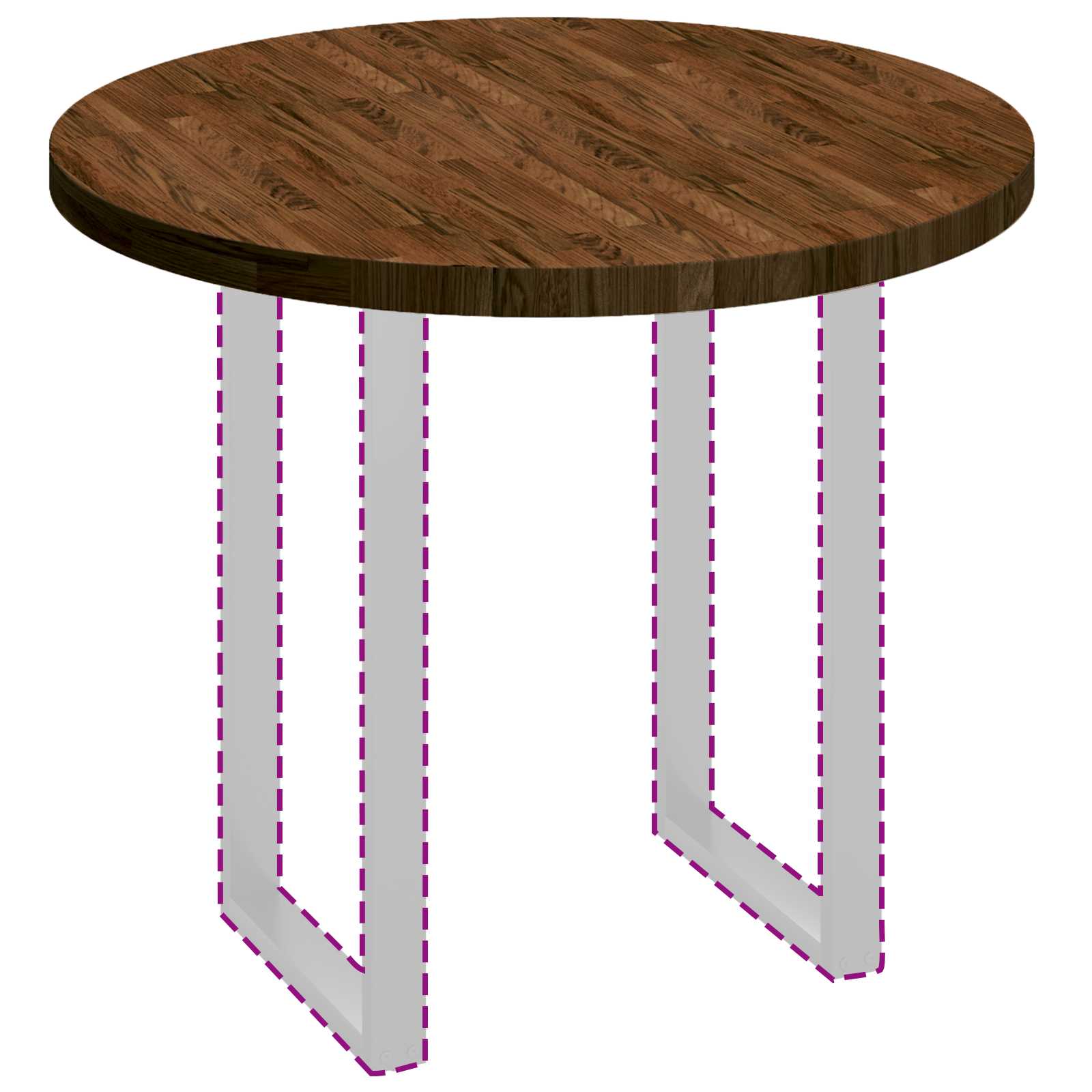 Tischplatte Ø 90 x 4 cm Rund Massivholz Eiche Dunkelbraun