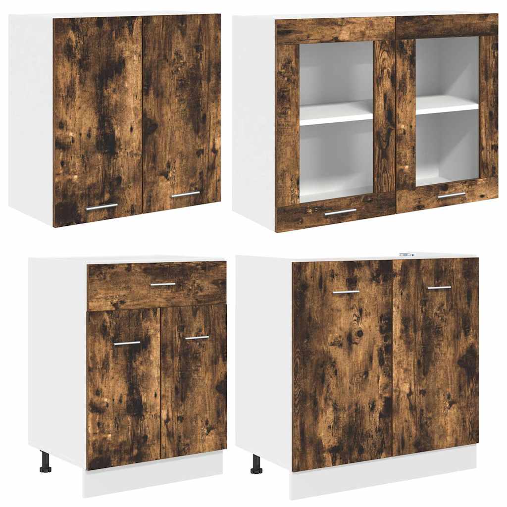 Kücheneinheit Lyon 4 pcs Geräucherte Eiche Holzwerkstoff