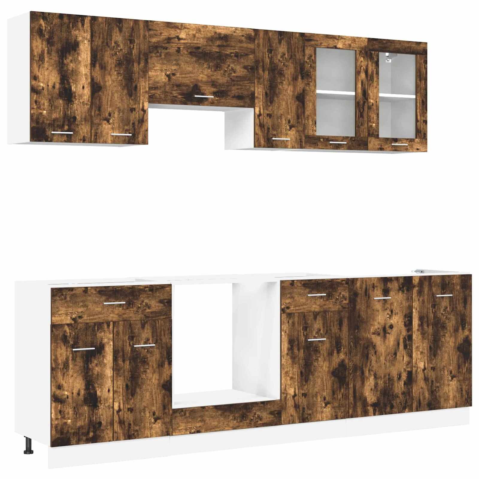 Kücheneinheit Lyon 8 stk. Räuchereiche Holzwerkstoff