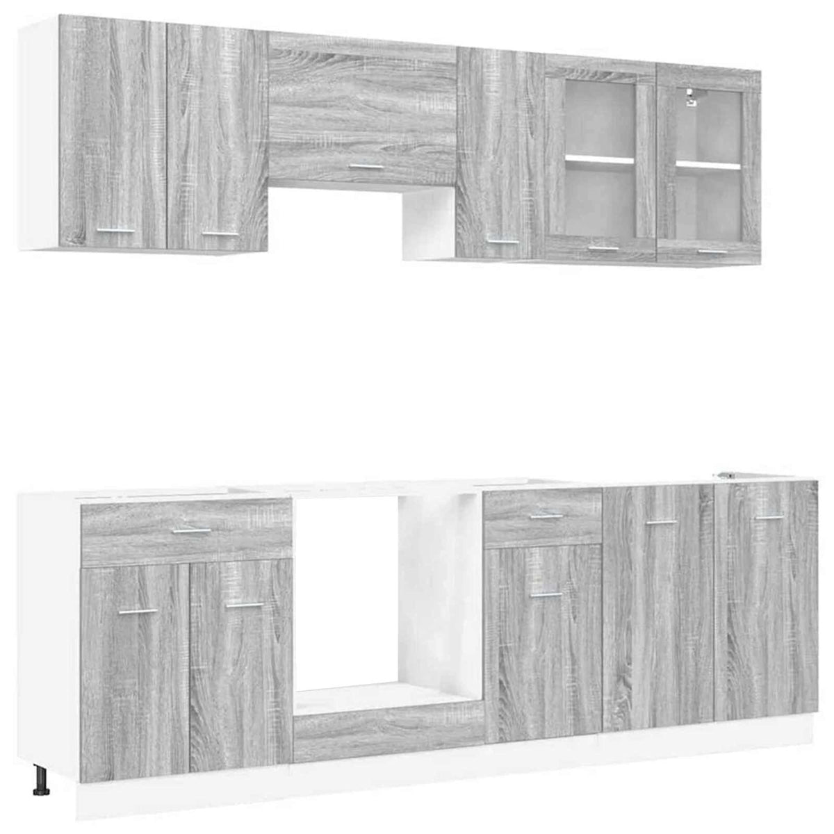 Kücheneinheit Lyon 8 stk. Graues Sonoma Holzwerkstoff