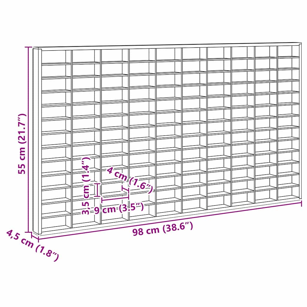 Wanddisplay-Case Wandhalterung Beige 98 x 4,5 x 55 cm