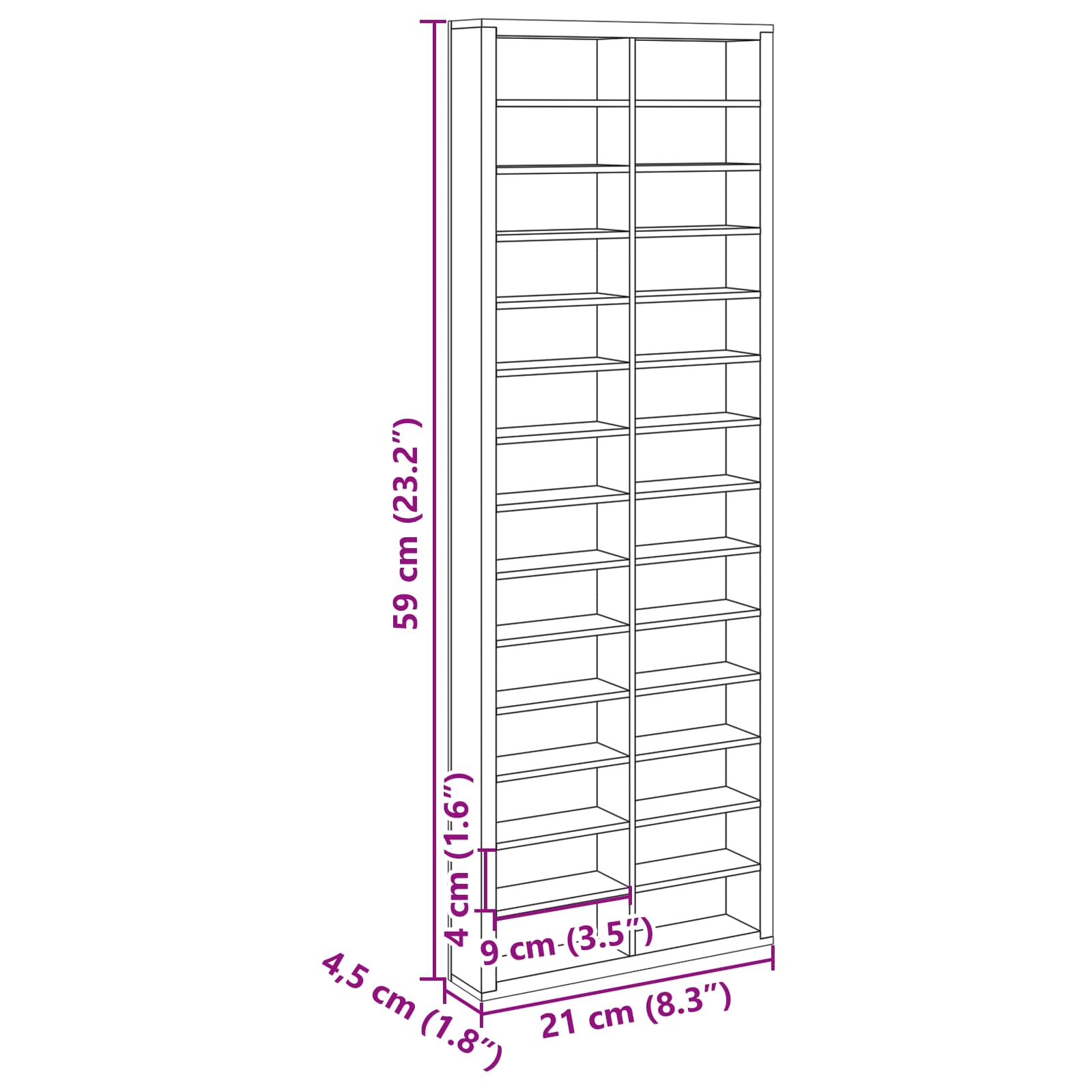 Wanddisplay-Case Wandhalterung Beige 21 x 4,5 x 59 cm