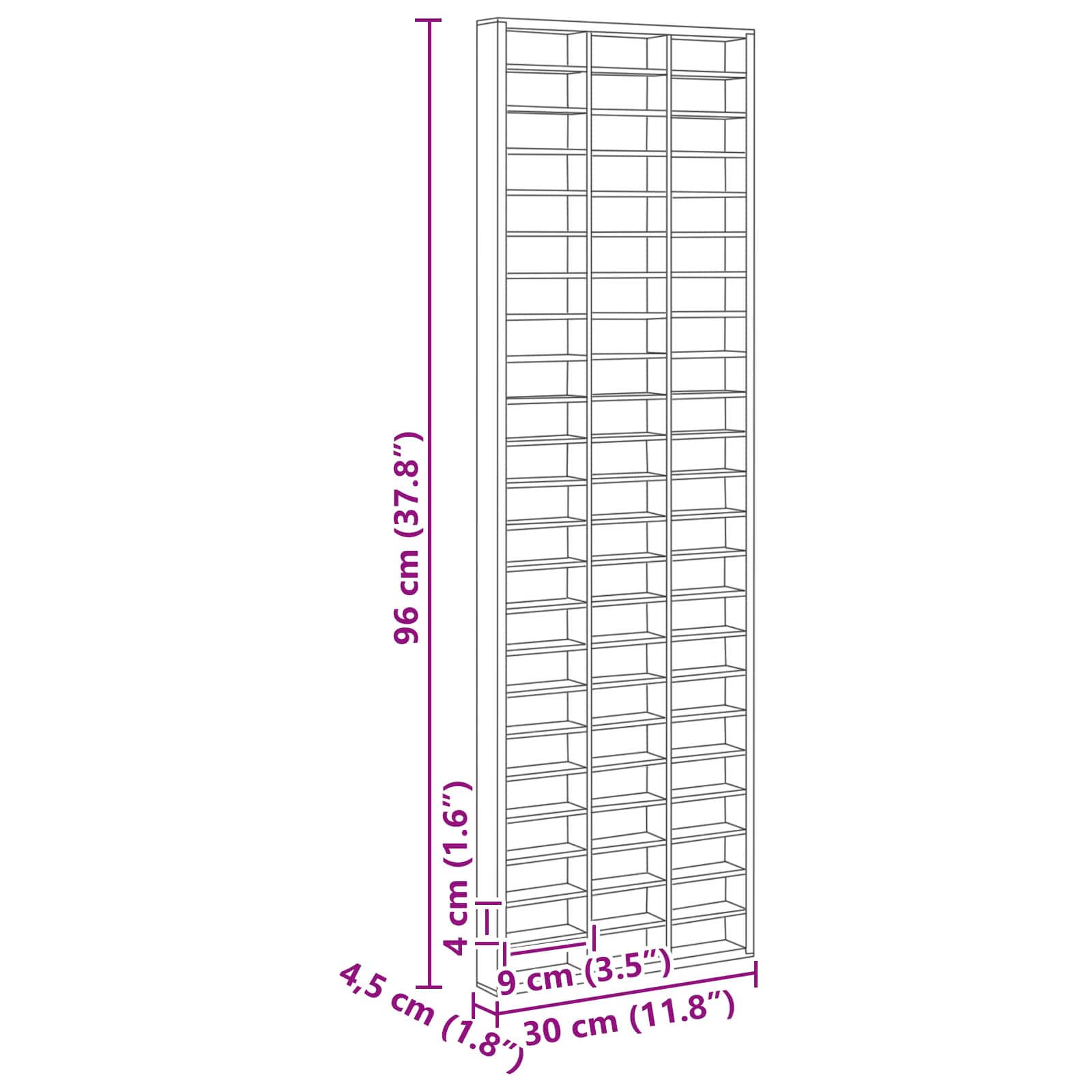 Wanddisplay-Case Wandhalterung Beige 30 x 4,5 x 96 cm