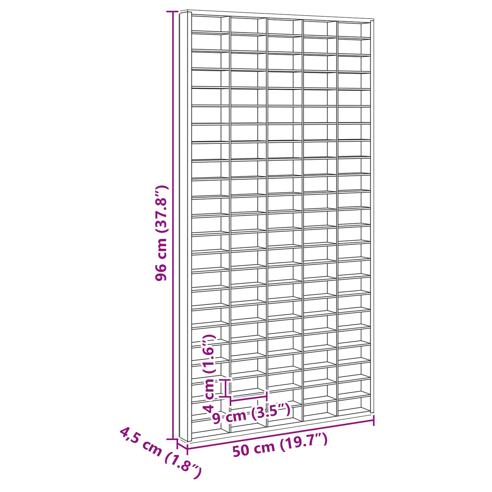 Wanddisplay-Case Wandhalterung Beige 50 x 4,5 x 96 cm