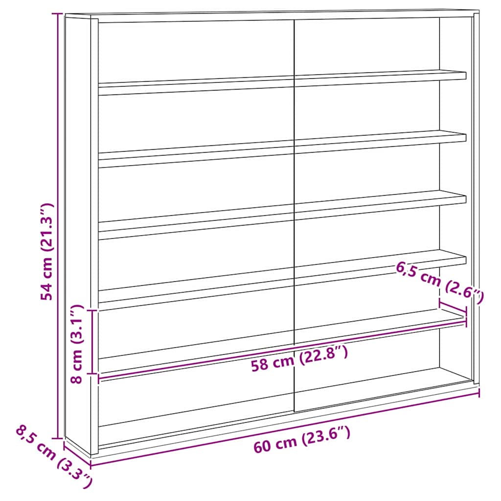 Wanddisplay-Case mit Regal Beige 60 x 8,5 x 54 cm Sperrholz