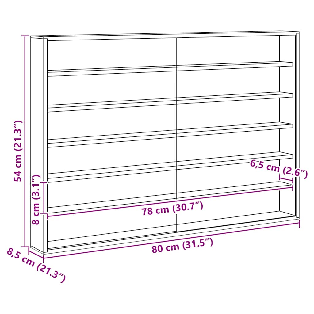Wanddisplay-Case mit Regal Beige 80 x 8,5 x 54 cm Sperrholz