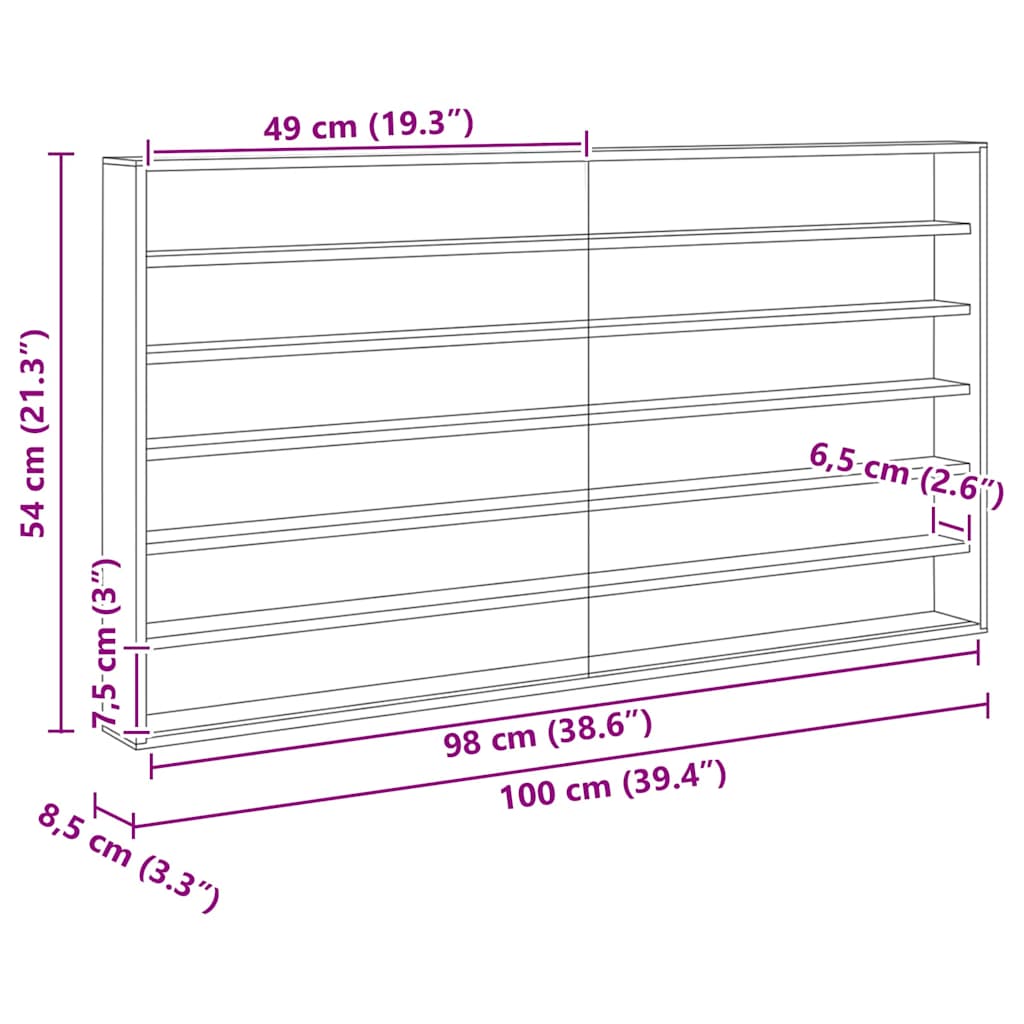 Wanddisplay-Case mit Regal Beige 100 x 8,5 x 54 cm Sperrholz