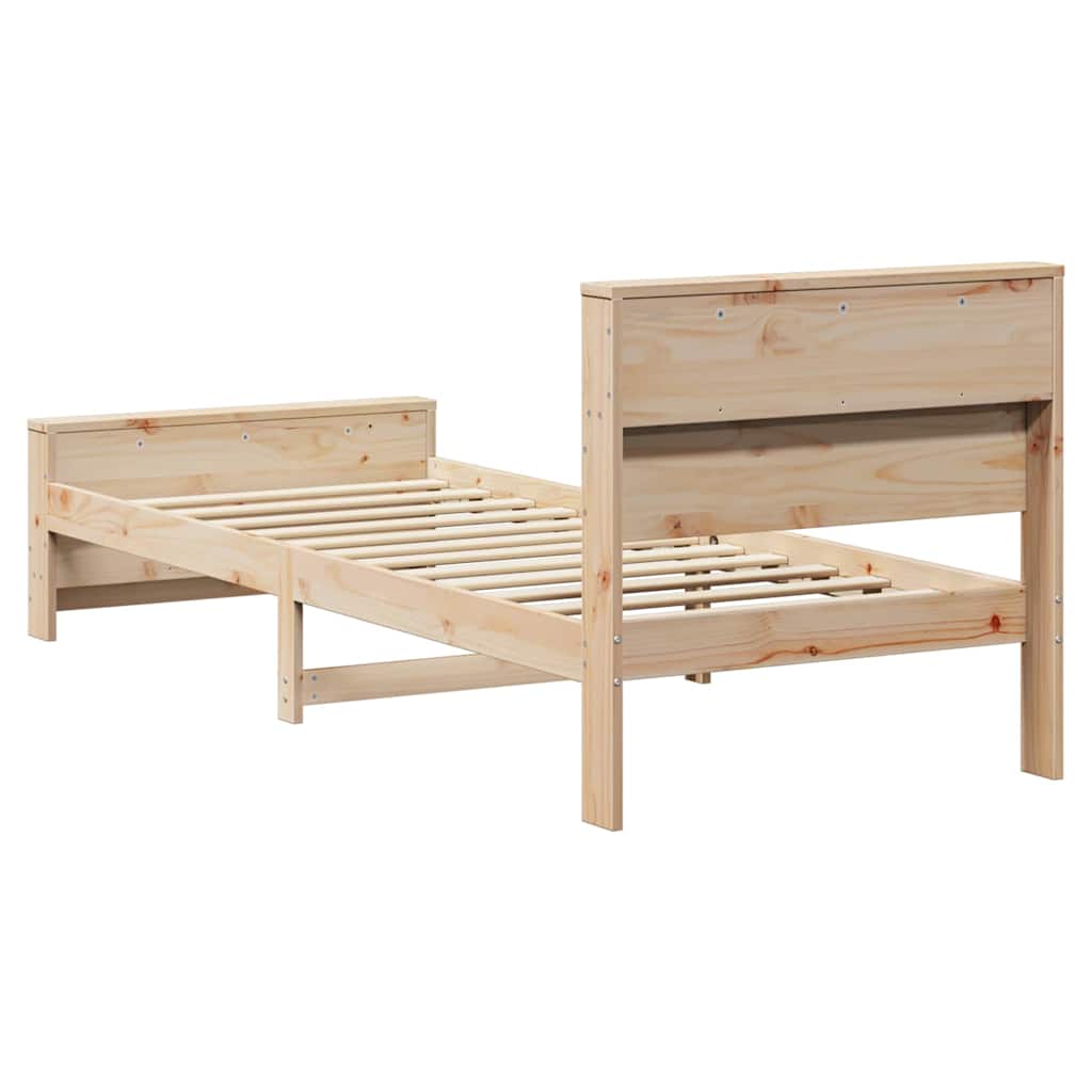 Bettrahmen mit Regal Braun 90 x 200 cm Massives Kiefernholz