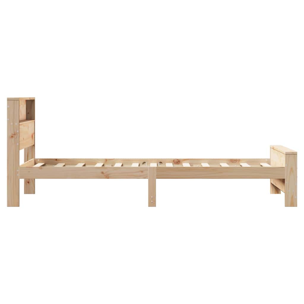 Bettrahmen mit Regal Braun 90 x 200 cm Massives Kiefernholz