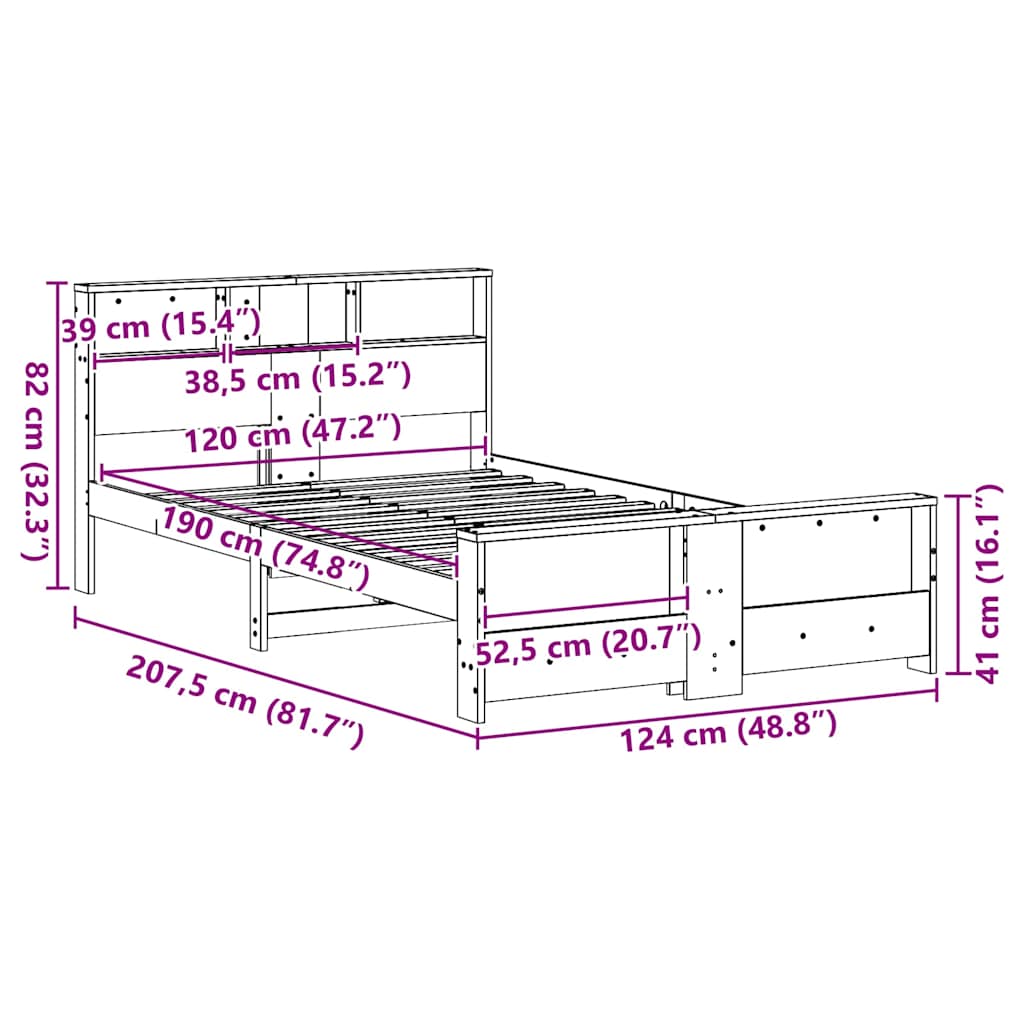 Bettgestell mit Kopfteil Weiß 120 x 190 cm Massivholz Kiefer
