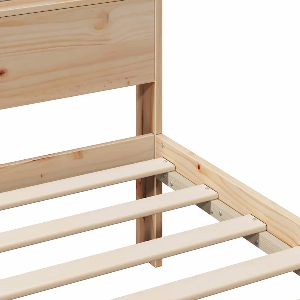 Bettrahmen mit Regal Braun 90 x 190 cm Massives Kiefernholz